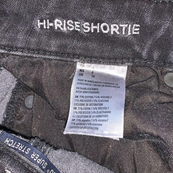 EXCELLENT CONDITION WOMEN’S SIZE 6 AMERICAN EAGLE HI-RISE SHORTIE BLACK SHORTS - Picture 7 of 7